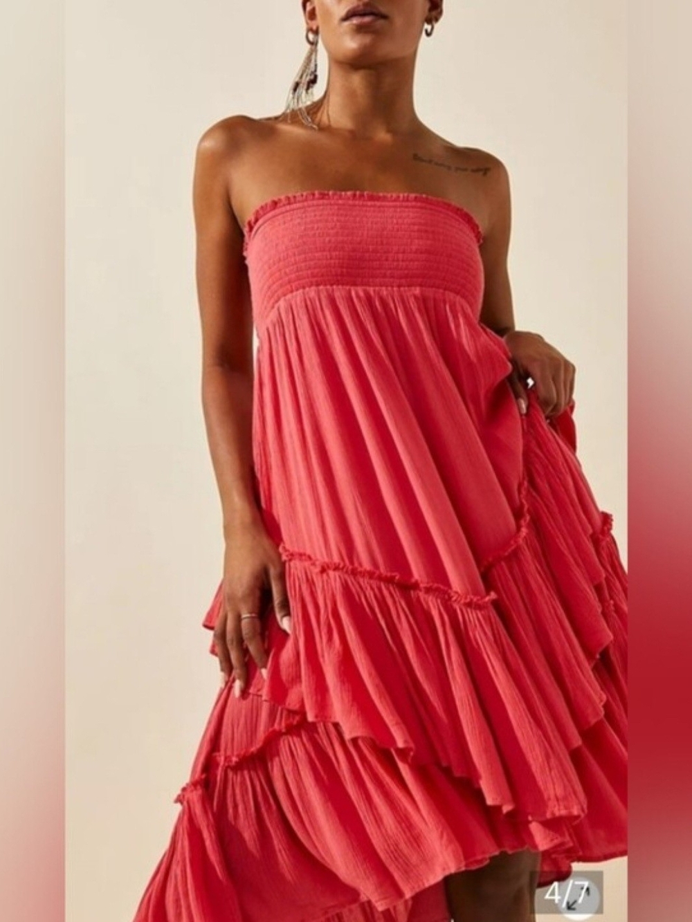 Free People Layered Convertible Ruffle Maxi Skirt - Deep Red Wine - Picture 5 of 6